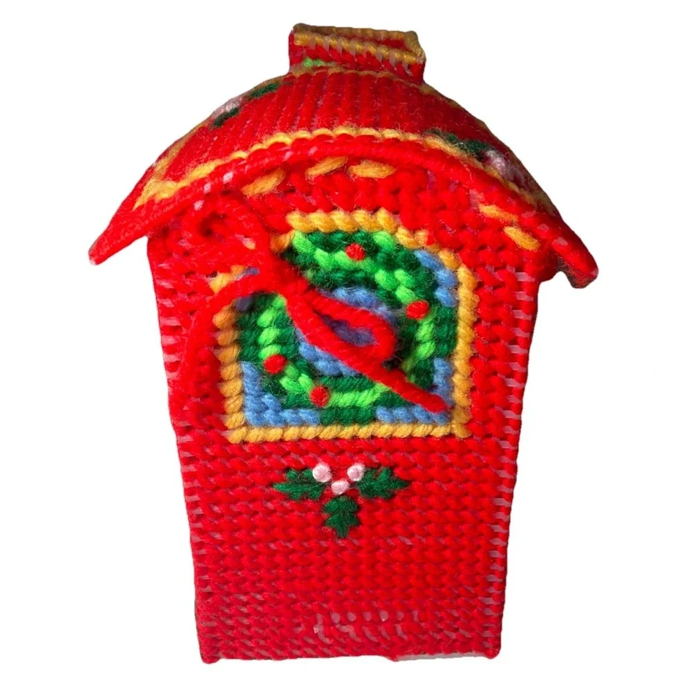 Handmade Needlepoint Christmas Train Plastic Canvas